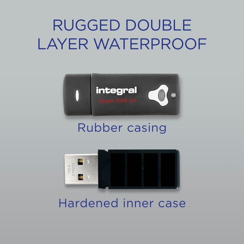 Integral 8GB Crypto-197 256-Bit Hardware Encrypted 3.0 USB Secure Flash Memory Drive - Certified to FIPS 197, Brute-Force Password Attack Protection & Rugged Double-Layer Waterproof Design - Image 5
